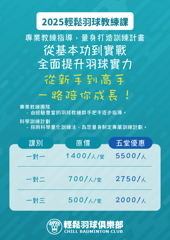 輕鬆羽球俱樂部教練課程